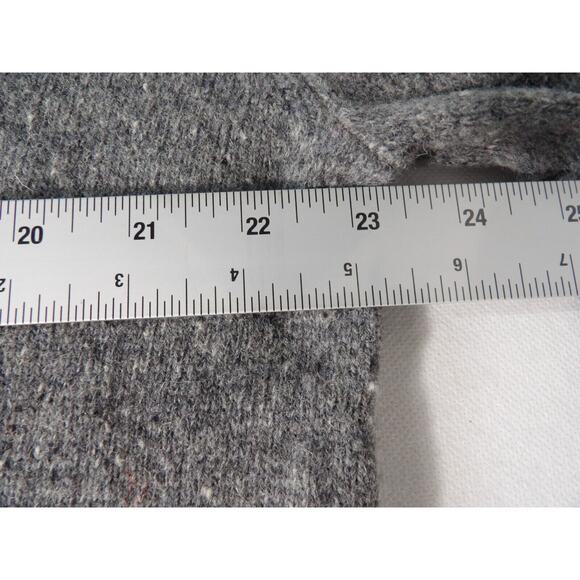 Woolrich Large Wool Sweater Gray V Neck Lambswool Gray Heather Fishermen Grandpa - Picture 8 of 11